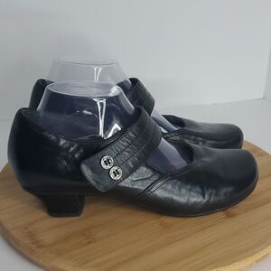 Portlandia Odessa Mary Jane Black Leather Shoes Women's Size 39WW